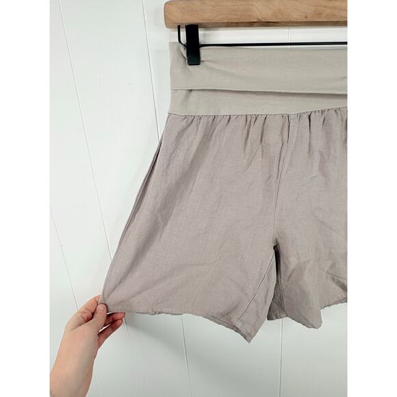 Sundance Linen Fold Over Shorts Size Small Gray Lagenlook Minimalist - Picture 5 of 8